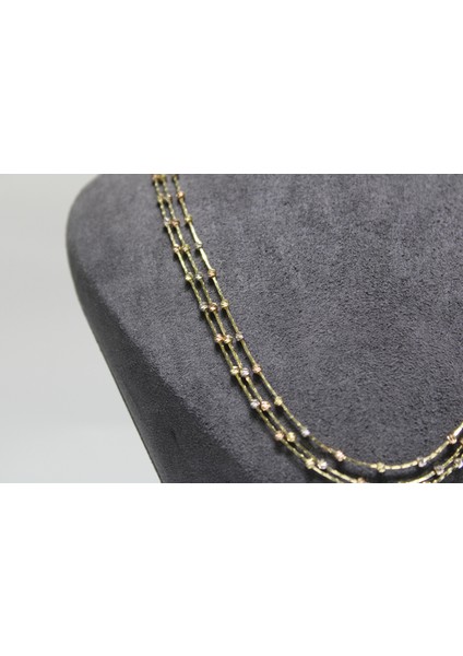 14 Ayar Altın Çok Renkli ( Gold&silver&rose ) Dorikalı Şık Kolye fiyatları