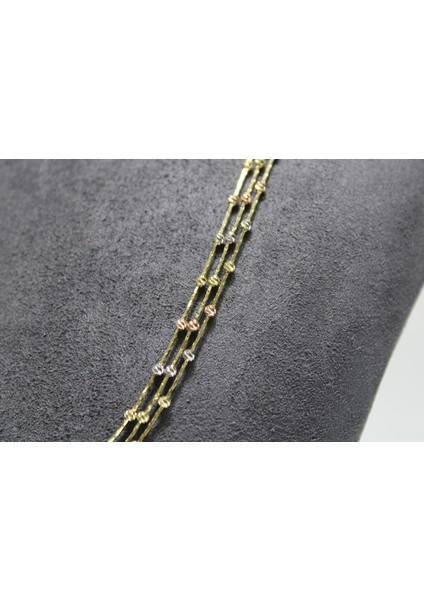 14 Ayar Altın Çok Renkli ( Gold&silver&rose ) Dorikalı Şık Kolye modelleri