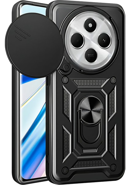 Xiaomi Redmi 14C 4g Kılıf Kamera Korumalı Sürgülü Yüzüklü Armor Military Tank Koruyucu Kapak