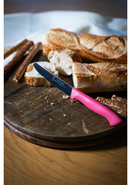 Pembe Sebze Bıçağı – Tırtıklı, 22 Cm, Paslanmaz Alman Çeliği, Ergonomik Sap (Tekli)