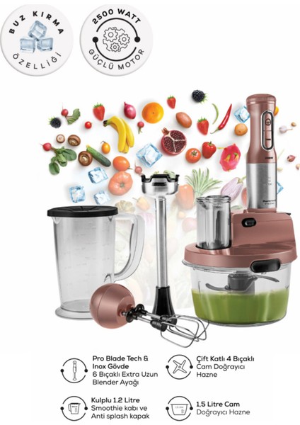 Yüksek Güçlü 6 Bıçaklı Çok Fonksiyonlu Mutfak Robotu, Kırmızı, 2500W fiyatları