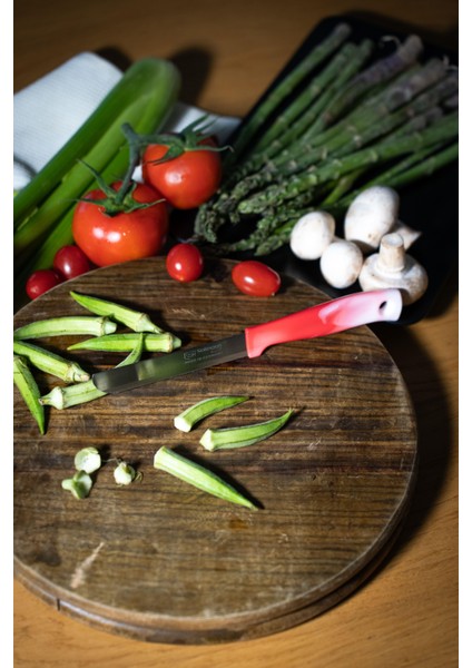 Kırmızı Ebruli Ava Sebze Bıçağı – Paslanmaz Alman Çeliği, Ergonomik Sap, 22 cm (Tekli) fiyatları