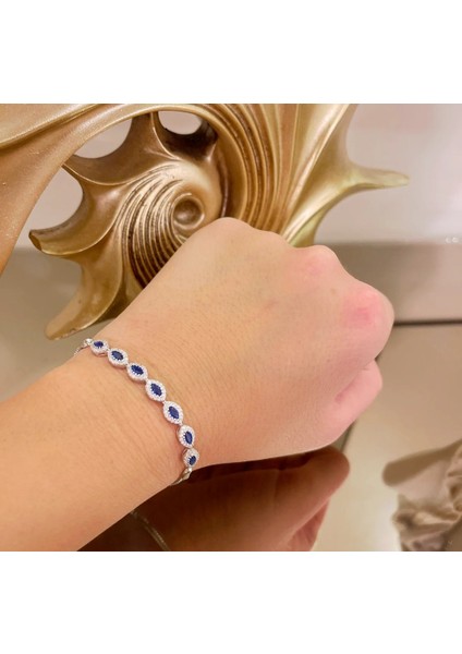 Safir Taşlı Damla Model Gümüş Bileklik fırsatları