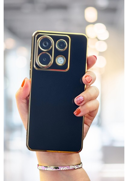Xiaomi Redmi Note 13 Pro 5g Kılıf Parlak Kenarlı Altın Işlemeli Kamera Korumalı Kapak