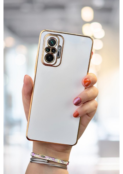 Xiaomi Redmi Note 10 Pro Uyumlu Kılıf Parlak Kenarlı Altın Işlemeli Kamera Korumalı Kapak