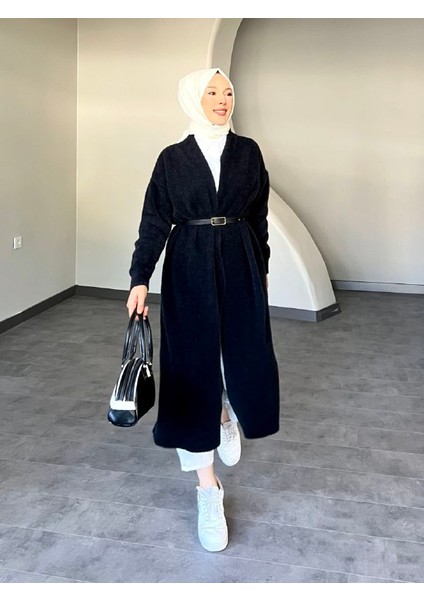Selin Uzun Kemerli Oversize Triko Yünlü Hırka modelleri