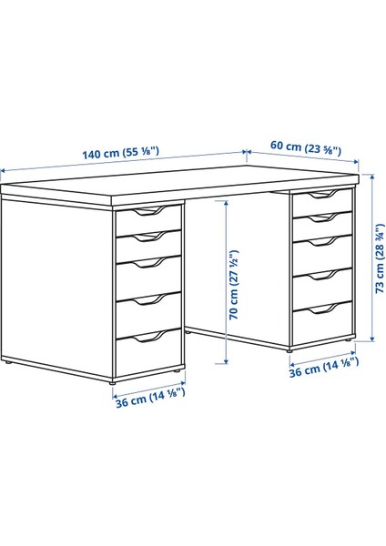Çalışma Masası, Beyaz-Venge, 140X60 Cm, Lagkapten fırsatları