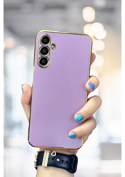 Samsung Galaxy A54 Kılıf Parlak Kenarlı Altın Işlemeli Kamera Korumalı Bark Kapak