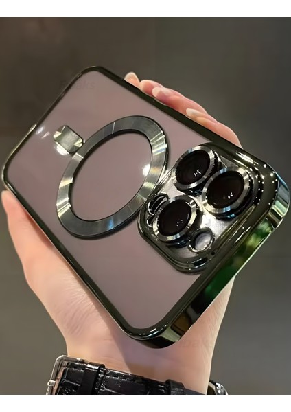 Apple iPhone 11 Pro Max Kılıf Kamera Lens Korumalı Magsafe Şarj Kilifi Şeffaf Renkli Yumuşak Kapak