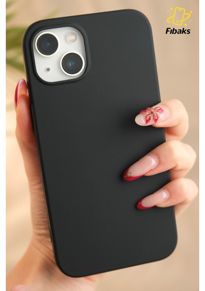Apple iPhone 15 Plus/14 Plus Kılıf Kadife Lansman Soft Yumuşak Liquid Siyah Silikon Kamera Korumalı Kapak
