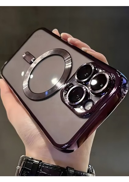 Apple iPhone 14 Pro Max Kılıf Kamera Lens Korumalı Magsafe Şarj Kilifi Şeffaf Renkli Yumuşak Kapak