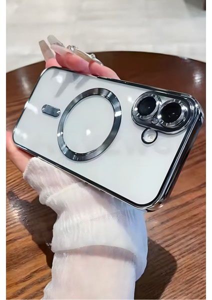 Apple iPhone 16 Kılıf Kamera Lens Korumalı Magsafe Şarj Kilifi Şeffaf Renkli Yumuşak Kapak