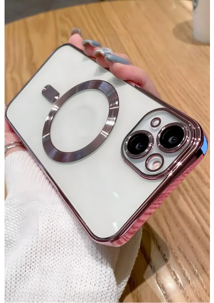 Apple iPhone 14 Plus Kılıf Kamera Lens Korumalı Magsafe Şarj Kilifi Şeffaf Renkli Yumuşak Kapak