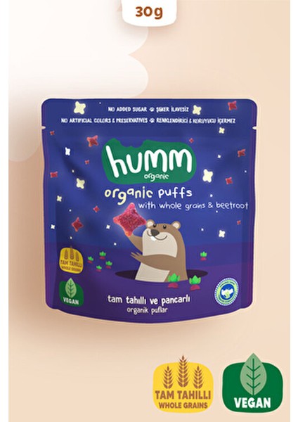 Humm Organik Pancarlı ve Tam Tahıllı Atıştırmalık Puflar 30 gr Vegan Bebekler İçin fiyatları