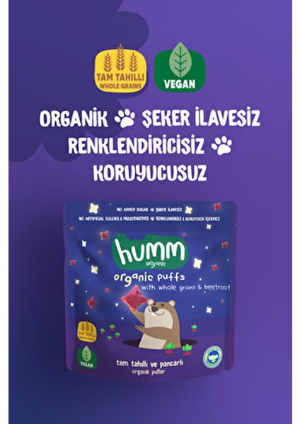 Humm Organik Pancarlı ve Tam Tahıllı Atıştırmalık Puflar 30 gr Vegan Bebekler İçin modelleri