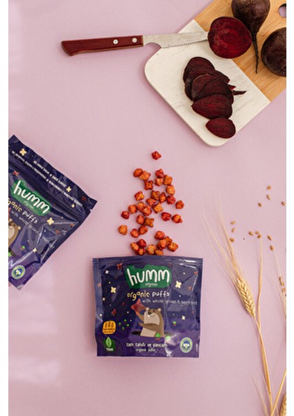 Humm Organik Pancarlı ve Tam Tahıllı Atıştırmalık Puflar 30 gr Vegan Bebekler İçin fırsatları