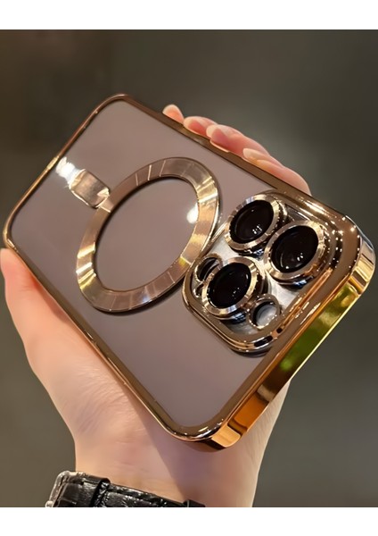Apple iPhone 16 Pro Max Kılıf Kamera Lens Korumalı Magsafe Şarj Kilifi Şeffaf Renkli Yumuşak Kapak