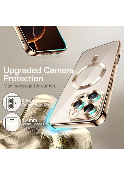 Apple iPhone 16 Pro Max Kılıf Kamera Lens Korumalı Magsafe Şarj Kilifi Şeffaf Renkli Yumuşak Kapak