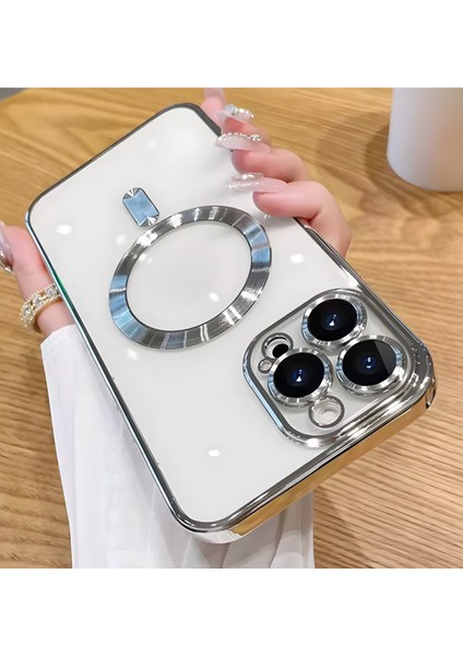 Apple iPhone 16 Pro Max Kılıf Kamera Lens Korumalı Magsafe Şarj Kilifi Şeffaf Renkli Yumuşak Kapak