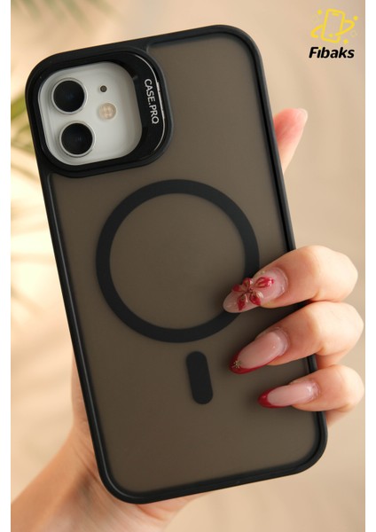 Apple iPhone 11 Kılıf Standlı Mat Magsafe Metal Tuşlu Kamera Lens Hediyeli Wonk Kapak