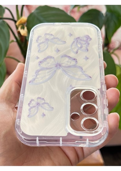 Samsung Galaxy A54 Kılıf Parlak Hologramlı Kelebek Desenli Darbe Emici Kamera Korumalı Renkli Silikon