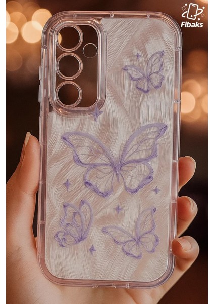 Samsung Galaxy A54 Kılıf Parlak Hologramlı Kelebek Desenli Darbe Emici Kamera Korumalı Renkli Silikon modelleri