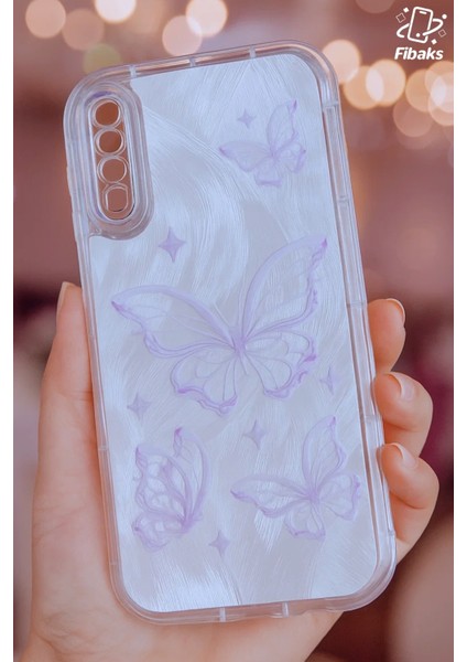 Samsung Galaxy A30S - A50 Kılıf Parlak Hologramlı Kelebek Desenli Darbe Emici Kamera Korumalı Renkli Silikon fiyatları