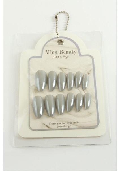 Allzey Mina Beauty Kedi Gözü Takma Tırnak-Krem