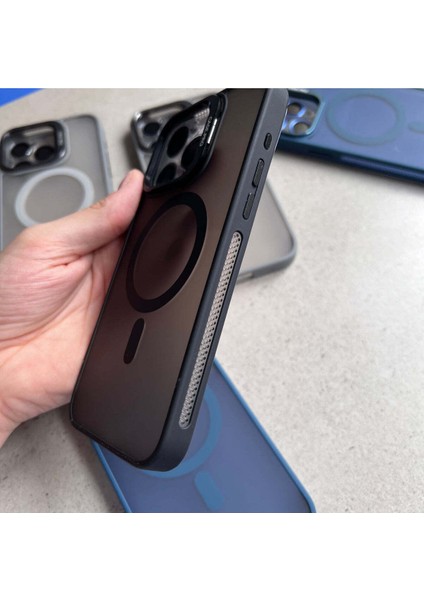 Apple iPhone 13 Kılıf Standlı Mat Magsafe Metal Tuşlu Kamera Lens Hediyeli Wonk Kapak indirimleri