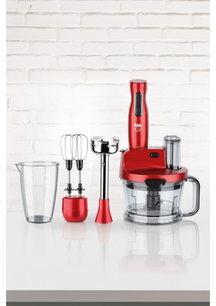 Kırmızı 1,5l Geniş Hacimli Turbolu Çok Fonksiyonlu Mutfak Robotu Blender Seti