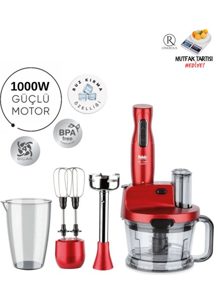 Yüksek Performanslı Turbo Mutfak Robotu Blender 1,5 Lt Kırmızı