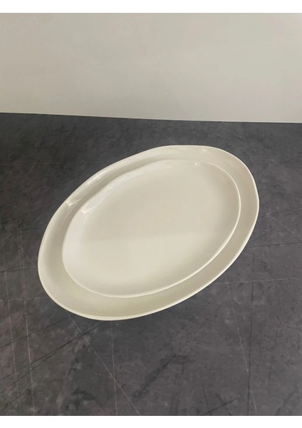 Seashell Porselen 2'li 36 ve 28 cm Oval Kayık Tabak