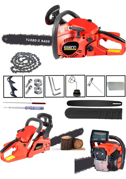 Eısenn EX-9400 Turbo Benzinli Ağaç Motoru 55 cm Pala ve Zincirli Testere Hızar Bıçkı Makinası fiyatları