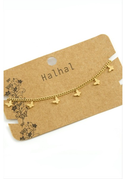 Allzey Kelebek Lüks Çelik Halhal-Sarı