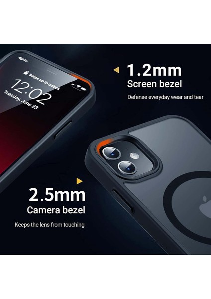 iPhone 12 - 12 Pro Kılıf Kamera Çıkıntılı Magsafe Şarj Destekli Yumuşak Kenarlı Mat Kapak fırsatları
