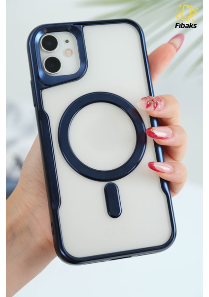 Apple iPhone 12 - 12 Pro Kılıf Prizma Kamera Çıkıntılı Magsafe Şarj Destekli Mat Renkli Şeffaf Kapak