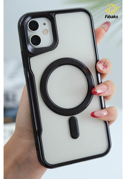 Apple iPhone 12 - 12 Pro Kılıf Prizma Kamera Çıkıntılı Magsafe Şarj Destekli Mat Renkli Şeffaf Kapak