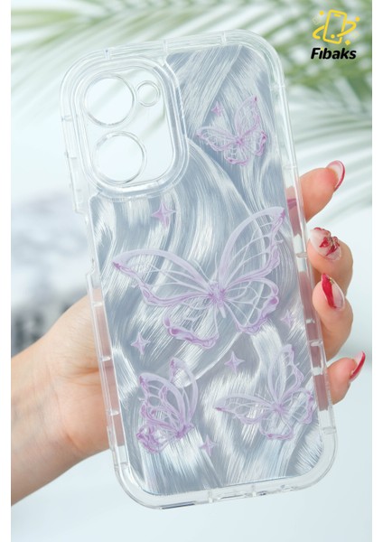 Realme 10 Kılıf Sök Tak Kamera Korumalı Parlak Hologramlı Kelebek Desenli Darbe Emici