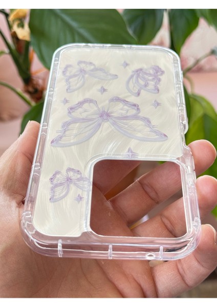 Vivo Y36 Kılıf Parlak Hologramlı Kelebek Desenli Darbe Emici Kamera Çıkıntılı Renkli Silikon