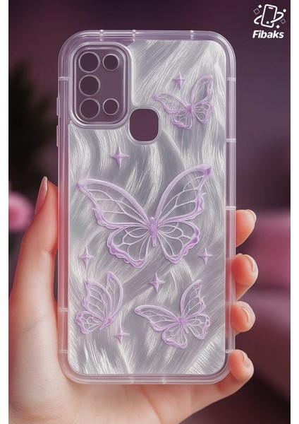 Samsung Galaxy A21S Kılıf Sök Tak Kamera Korumalı Parlak Hologramlı Kelebek Desenli Darbe Emici fiyatları