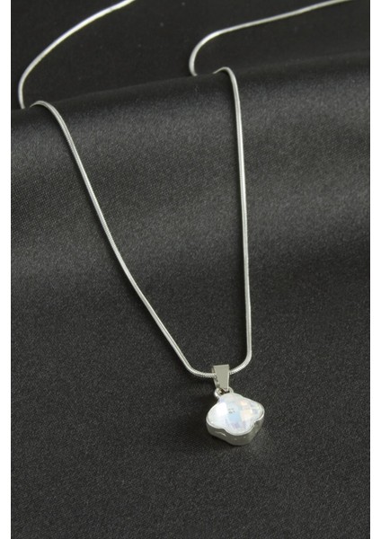 Msa-Shop Çiçek Çelik Kolye-Gümüş Rengi