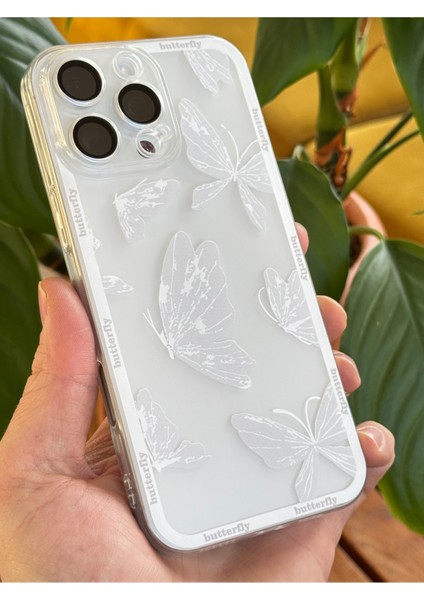 Apple iPhone 12 Pro Max Kılıf Tasarımlı Desenli Kamera Korumalı Şeffaf Kelebek Yumuşak Silikon Kapak