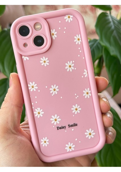 Apple iPhone 13 Kılıf Yumuşak Dokulu Papatya Desenli Yumuşak Kamera Korumalı Silikon Kapak