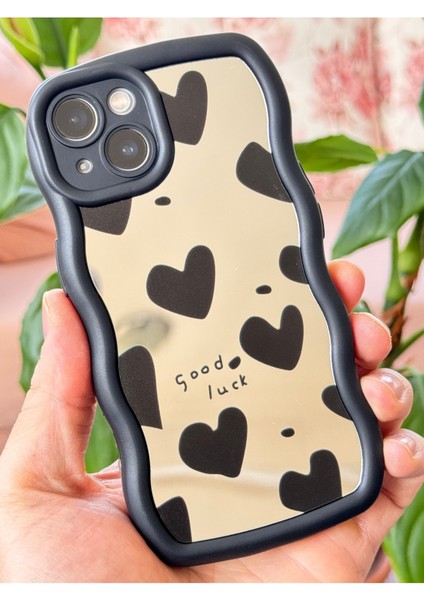Apple iPhone 13 Kılıf Aynalı Kalp Desenli Yumuşak Kenarlı Kamera Korumalı Silikon Kapak modelleri
