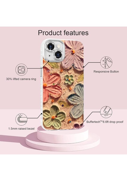 Apple iPhone 13 Kılıf Renk Değiştiren Taşlı Kamera Lens Korumalı Pembe Çiçek Desenli Darbe Emici Kapak fırsatları