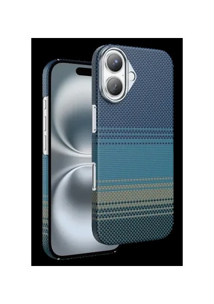 Apple iPhone 17 Kılıf Aramid Fiber Ruaha Kevlar Magsafe Kapak - Turuncu ve Lacivert Renkleriyle fırsatları