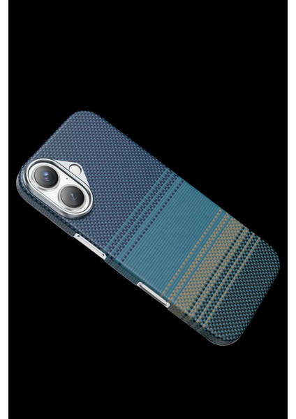 Apple iPhone 17 Kılıf Aramid Fiber Ruaha Kevlar Magsafe Kapak - Turuncu ve Lacivert Renkleriyle indirimleri