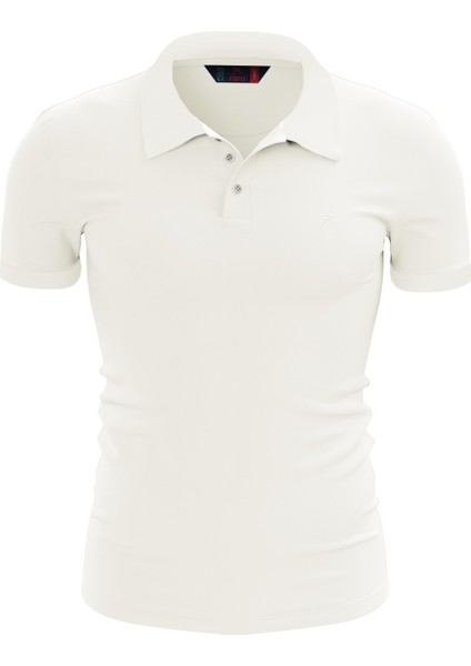 %100 Pamuk Büyük Beden Polo T-Shirt Ingens Ekru