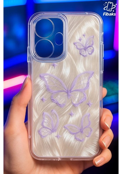 Realme C55 Kılıf Parlak Hologramlı Kelebek Desenli Darbe Emici Kamera Korumalı Renkli Silikon fiyatları