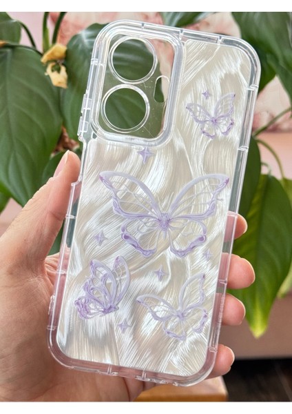 Realme C55 Kılıf Parlak Hologramlı Kelebek Desenli Darbe Emici Kamera Korumalı Renkli Silikon fırsatları